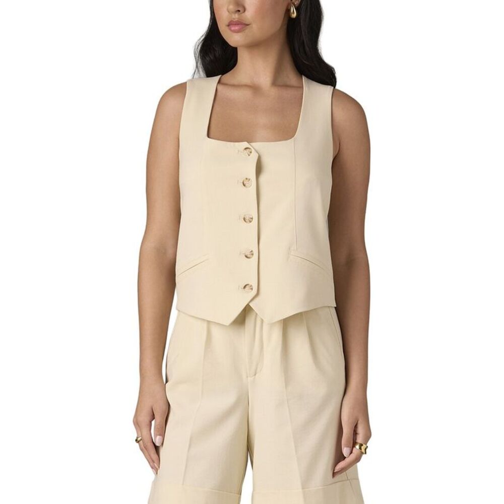 Wit & Wisdom Womens Button Front Vest, Yellow